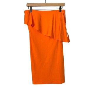 MWT SUSANA MONACO STRAPLESS RUFFLED MINI DRESS IN ORANGE. SIZE LARGE